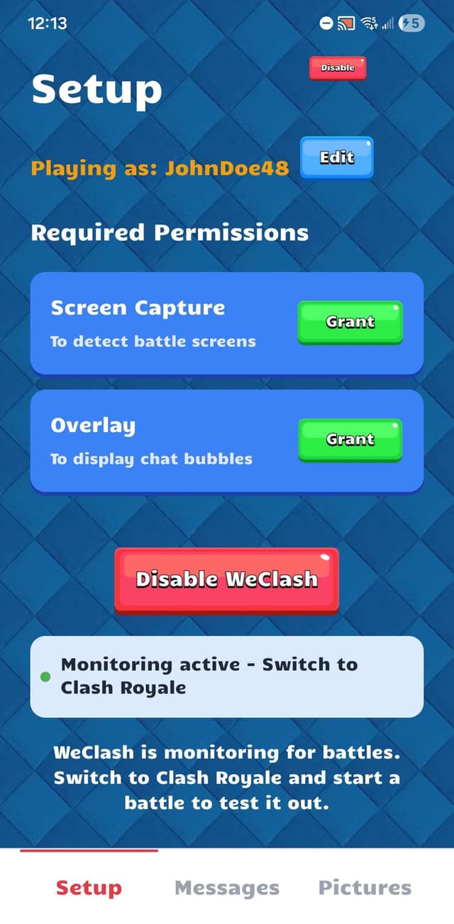 Enable WeClash before going to Clash Royale