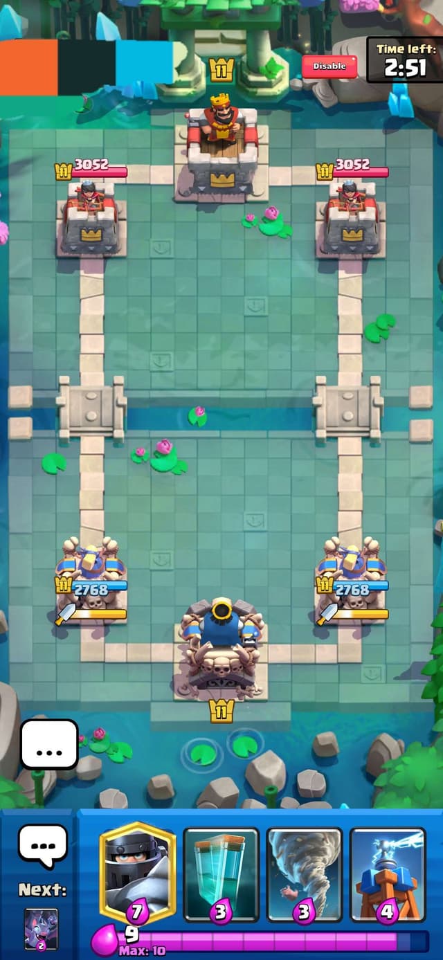 Chat button in the bottom left, disable button in the top right